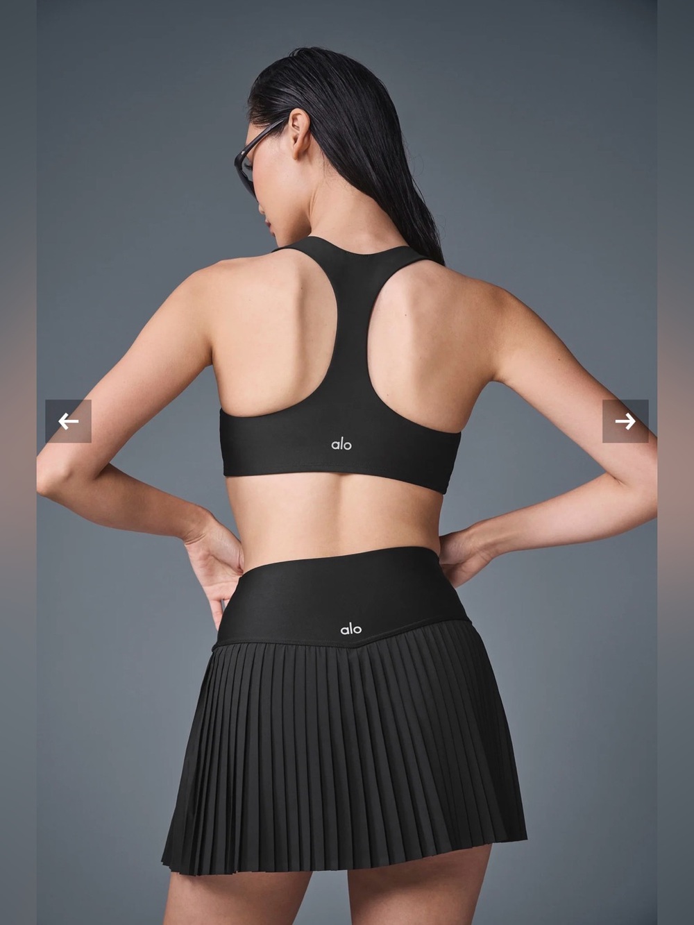 Alo Yoga Women Grand Slam Tennis Gym Skirt Shorts Black Pleated Athletic Skort M - Picture 6 of 15